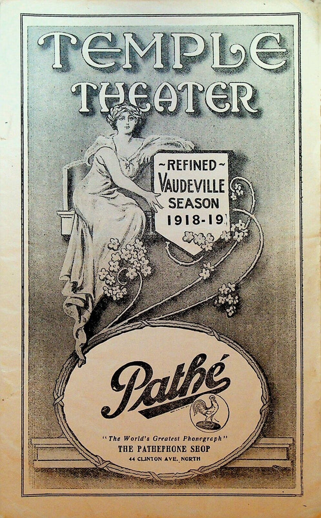 Temple Theater Rochester Program 1918 Vaudeville Marion Harris Blanche Leighton