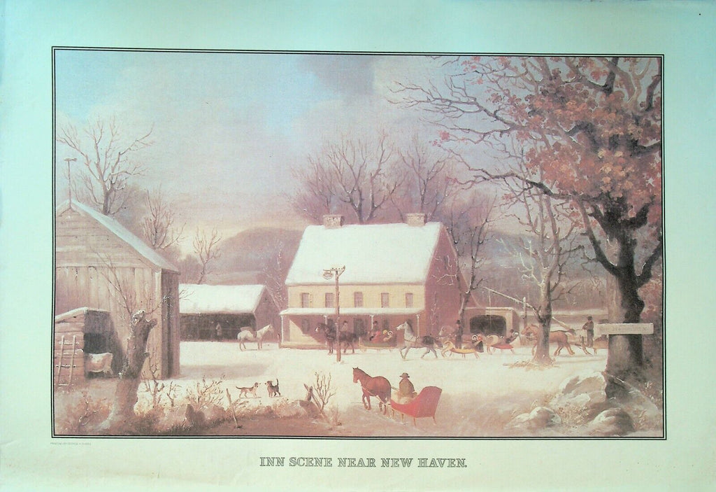 Currier & Ives Calendar Topper 1982 Inn Scene New Haven