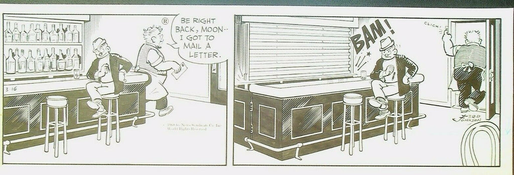 Moon Mullins Ferd Johnson Original Comic Strip Art March 16 1968