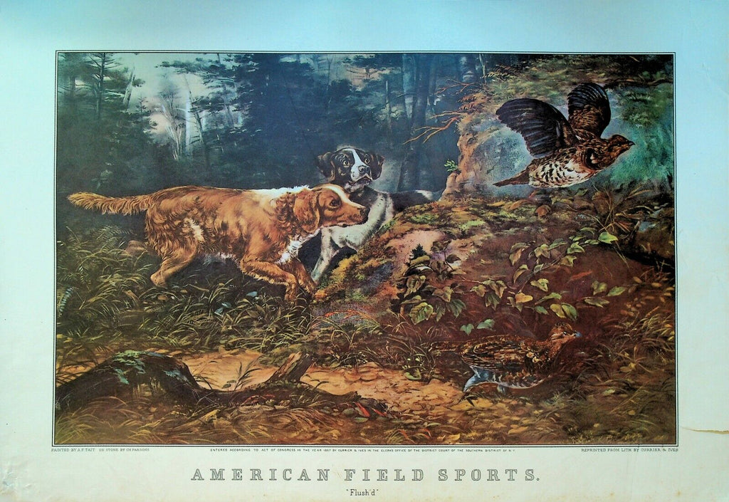Currier & Ives Calendar Topper 1955 America's Field Sports Flush'd Hunting