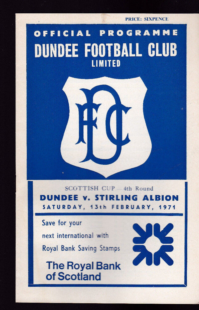 Dundee FC v Stirling Albion Football Programme February 13 1971