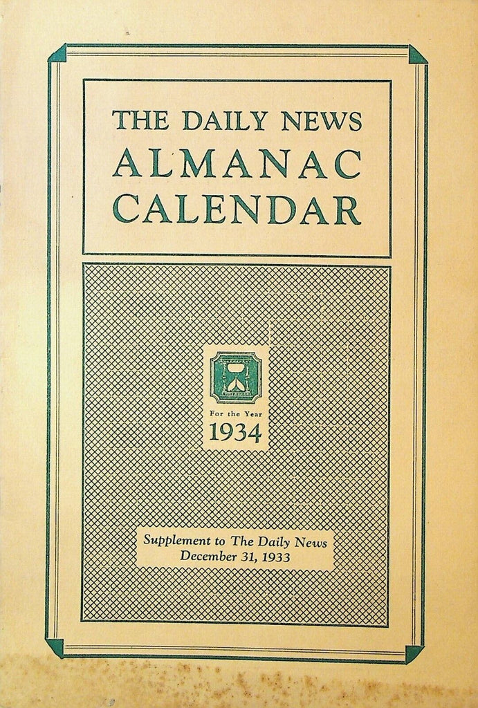 Batavia Daily News Almanac Calendar 1934 Local History Upstate NY