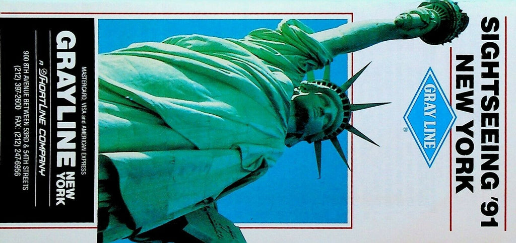 Gray Line Sightseeing New York City Brochure 1991 Statue of Liberty