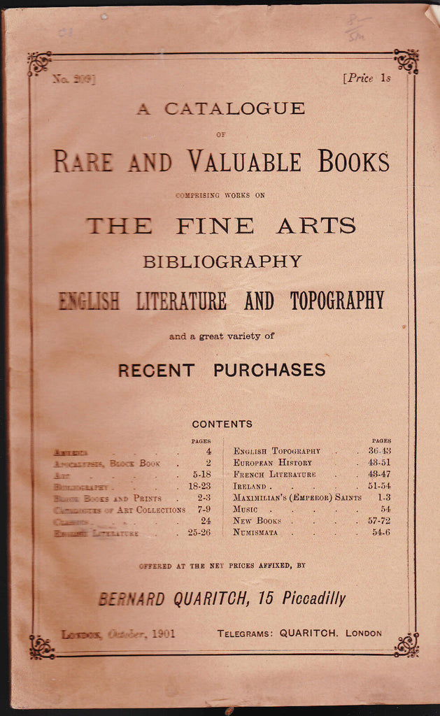 Bernard Quaritch Catalog of Books Fine Arts Bibliography Topography 1901 #209