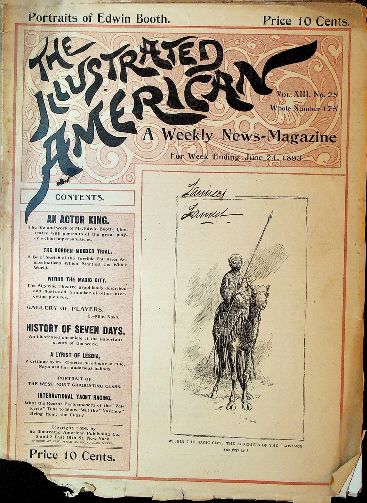 The Illustrated American Magazine June 24 1893 Lizzie Borden Trial Edwin Booth