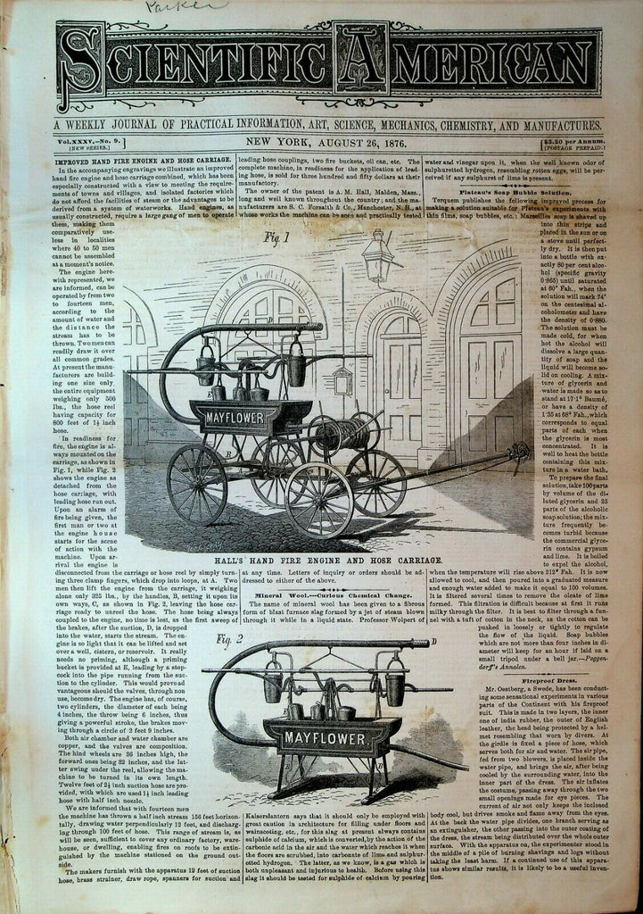 Scientific American August 26 1876 Fire Engine Chinese Railway Photography Guns