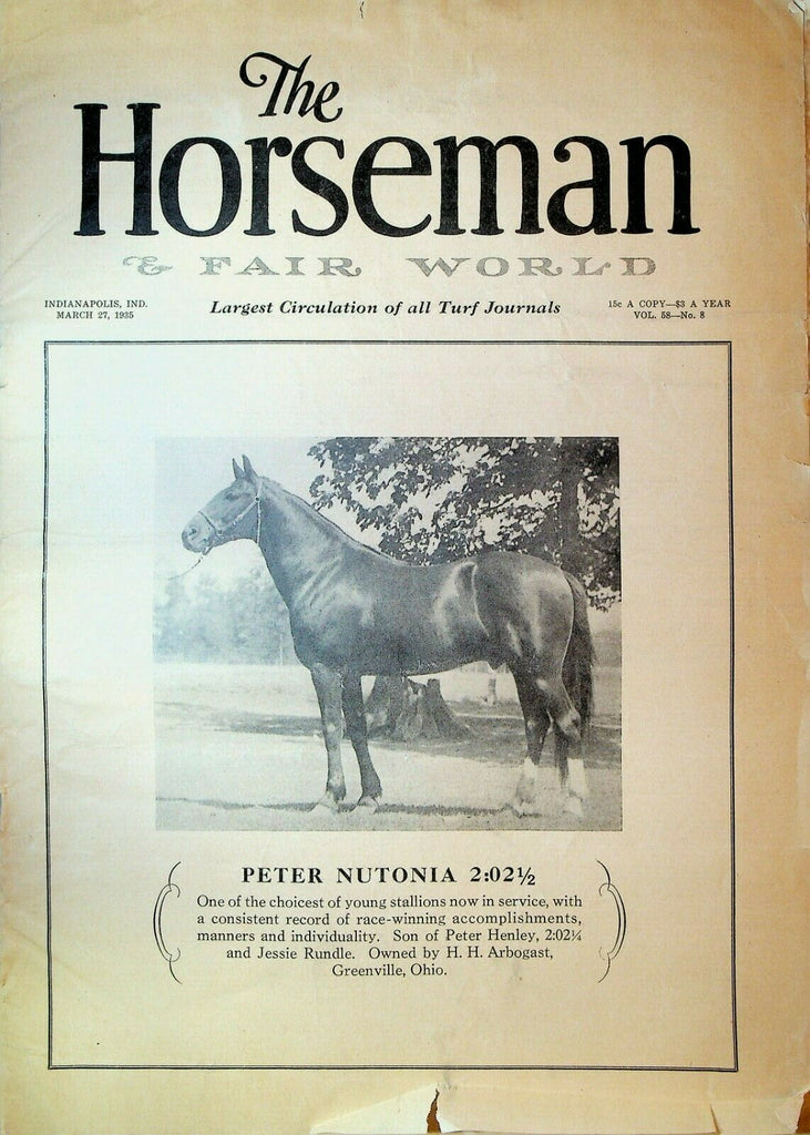 Horseman & Fair World Magazine Harness Racing March 27 1935 Peter Nutonia