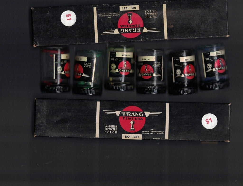 Prang Tempera #1351 American Crayon Co 1930s Two Boxes w Jars Sandusky Ohio