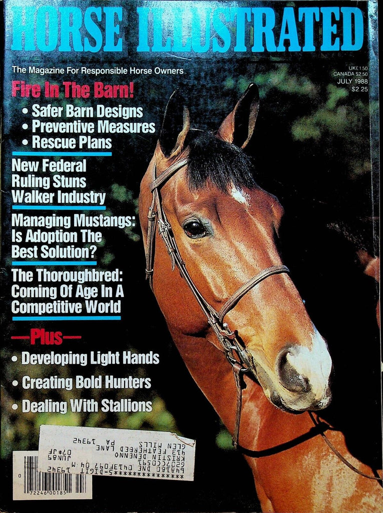 Horse Illustrated Magazine July 1988 Tennessee Walking Horse Thoroughbred