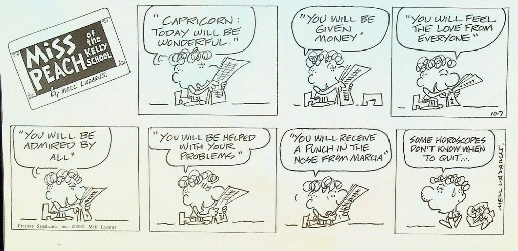 Miss Peach of the Kelly School by Mell Lazarus Original Art Horoscope Capricorn