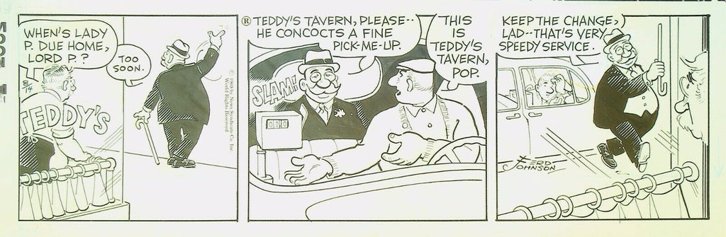 Moon Mullins Ferd Johnson Original Comic Strip Art August 14 1969