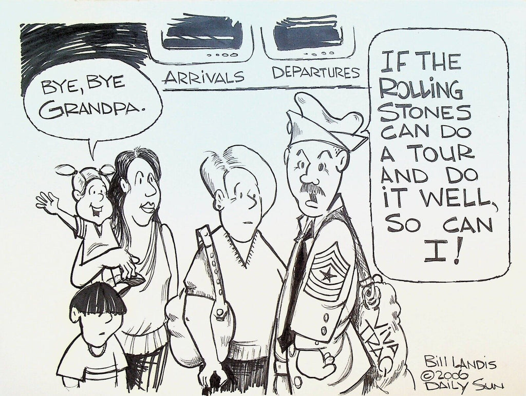Bill Landis Original Cartoon Art The Villages Daily Sun 2005 Rolling Stones