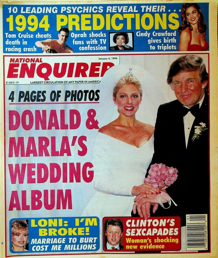 National Enquirer January 4 1994 Donald Trump Bill Clinton Loni Anderson