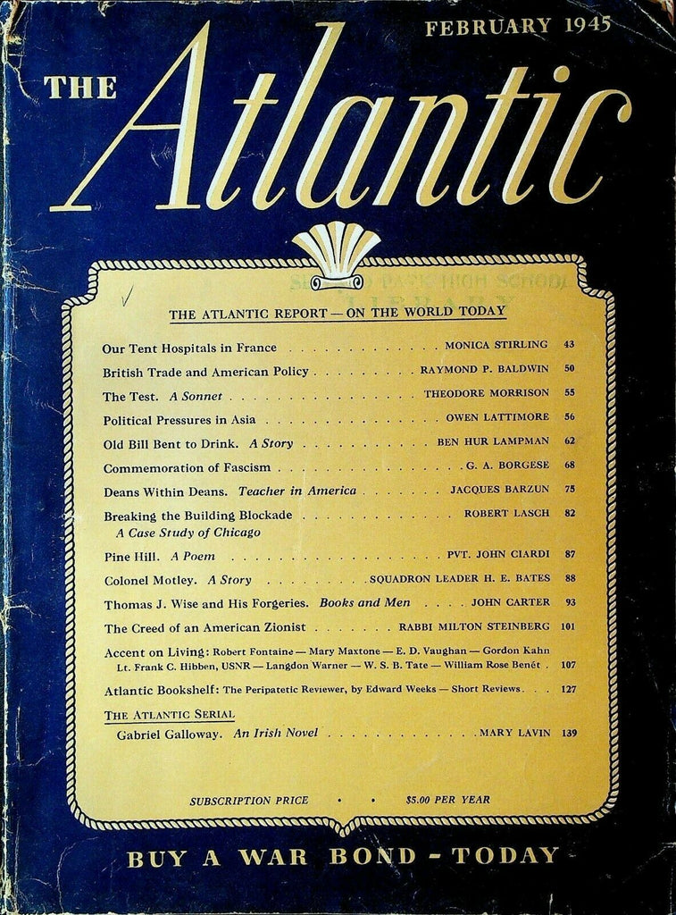 Atlantic Magazine February 1945 Rabbi Milton Steinberg Tent Hospitals in France