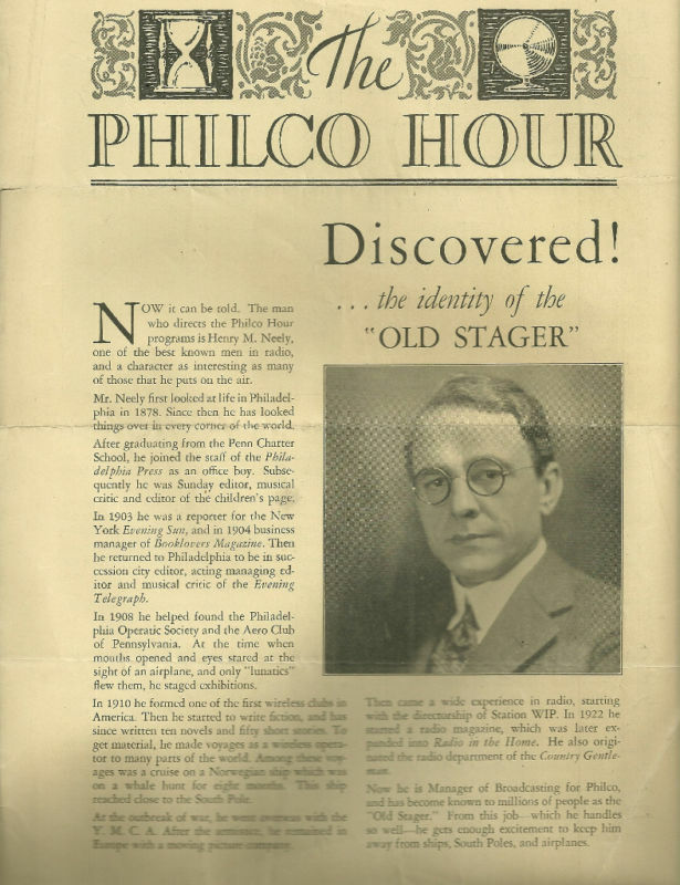 Philco Hour Program March 1927 Mem'Ries Jessica Dragonette