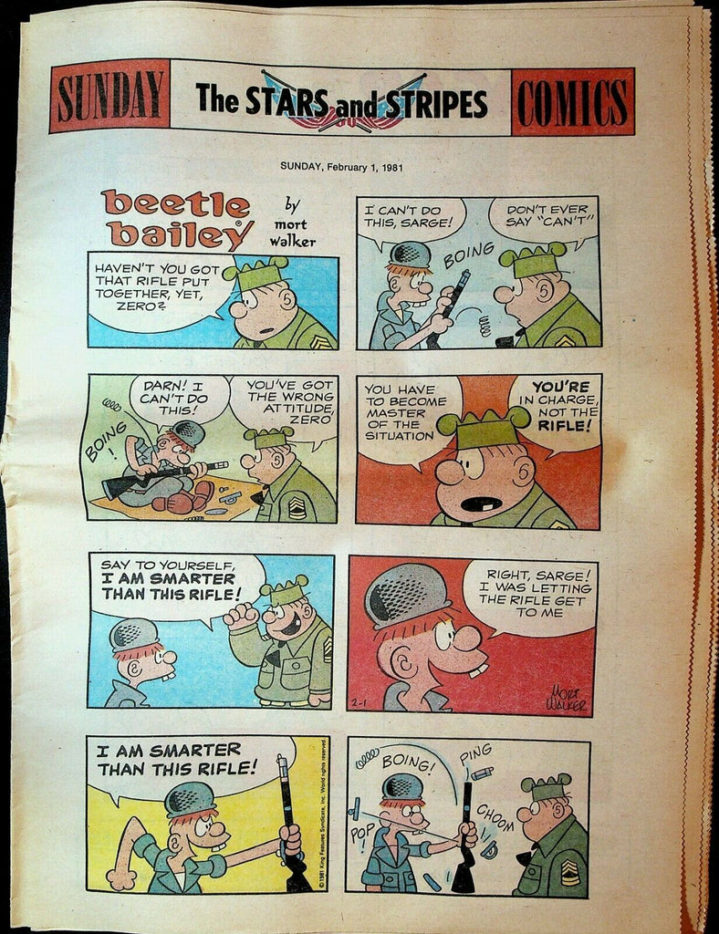 Stars & Stripes Sunday Comics Section February 1 1981 Beetle Bailey