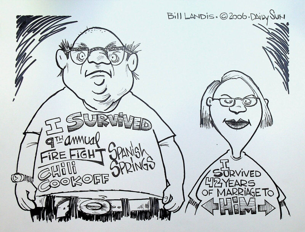 Bill Landis Original Cartoon Art The Villages Daily Sun 2006 Chili Cookoff