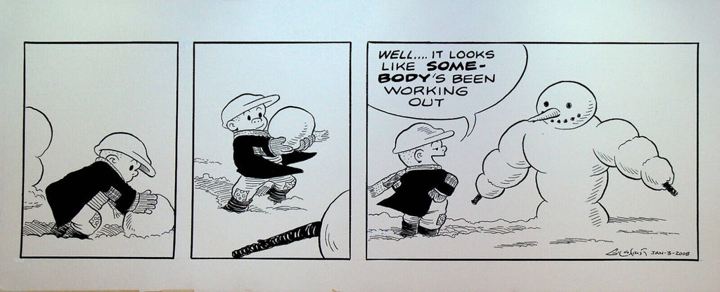 Nancy Comic Strip Original Art Guy Gilchrist January 3 2008 Snowman Muscles