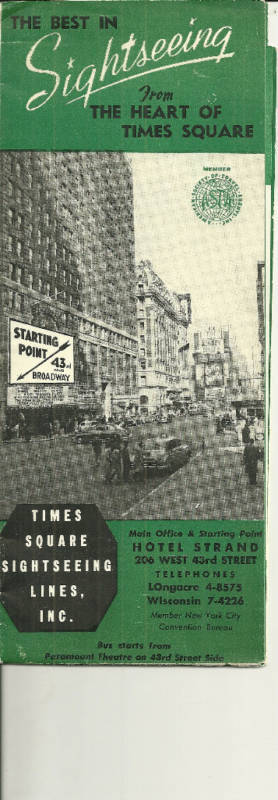 Sightseeing from the Heart of Times Square 1940s Brochure New York City