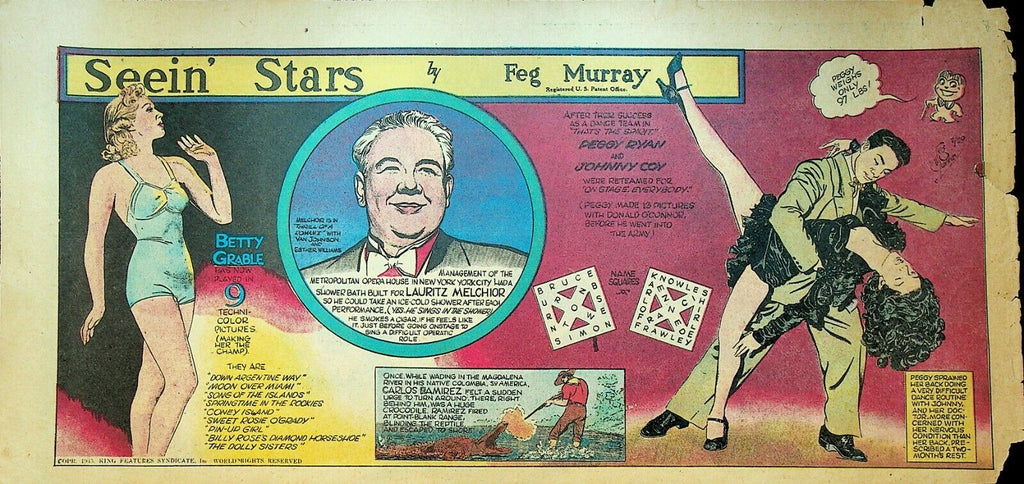 Seein Stars Comic Strip July 29 1945 Betty Grable Lauritz Melchior Peggy Ryan