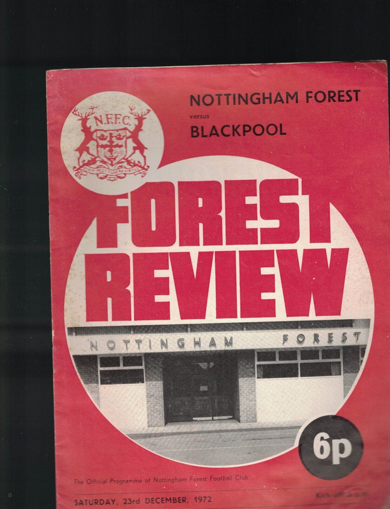 Forest Review- Nottingham Forest v Blackpool- Match Program Dec 23 1972