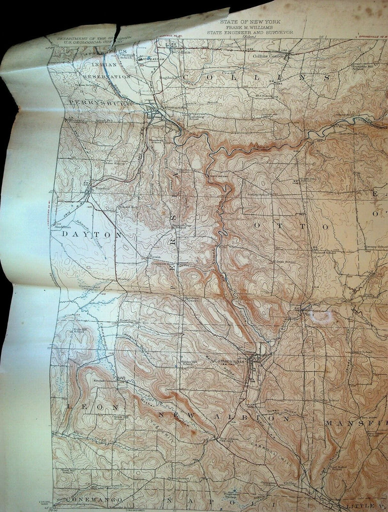 Cattaraugus Quadrangle New York State US Geological Survey Map 1923