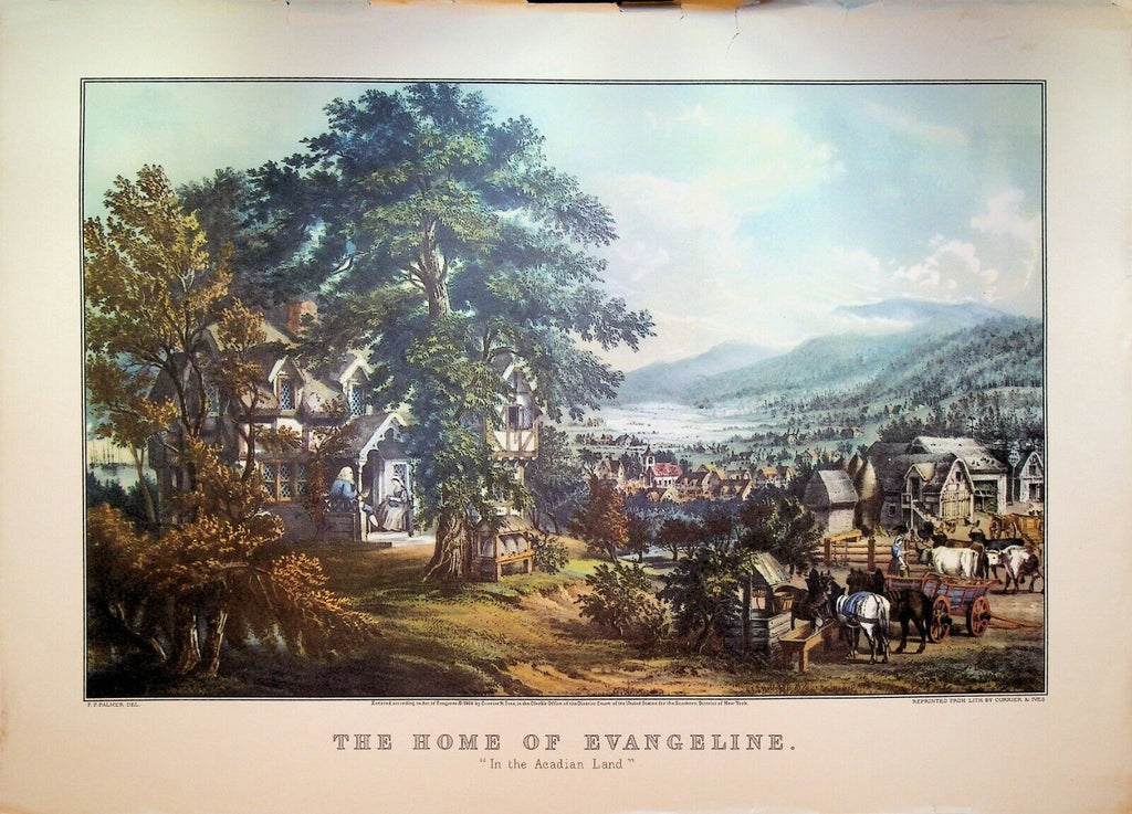 Currier & Ives Calendar Topper 1952 The Home of Evangeline