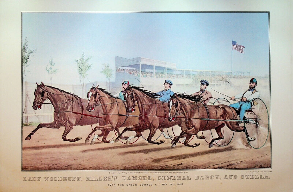 Currier & Ives Calendar Topper 1972 Horse Trotting Race General Darcy Stella