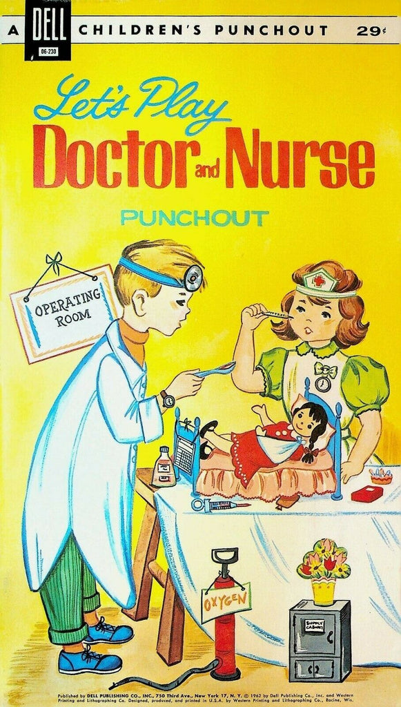 Let's Play Doctor & Nurse Dell Children's Punchout Book 1962 Unused