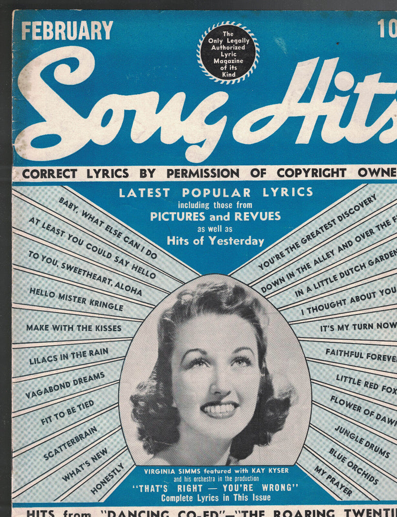 Song Hits Magazine February 1940 Virginia Simms