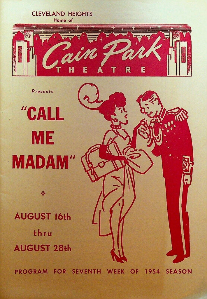 Call Me Madam Playbill August 16 1954 Dom DeLuise Clarence Day Eve Roberts