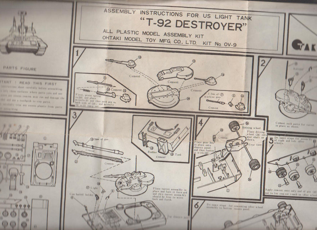 Otaki Model Assembly Instructions US Light Tank T-92 Destroyer