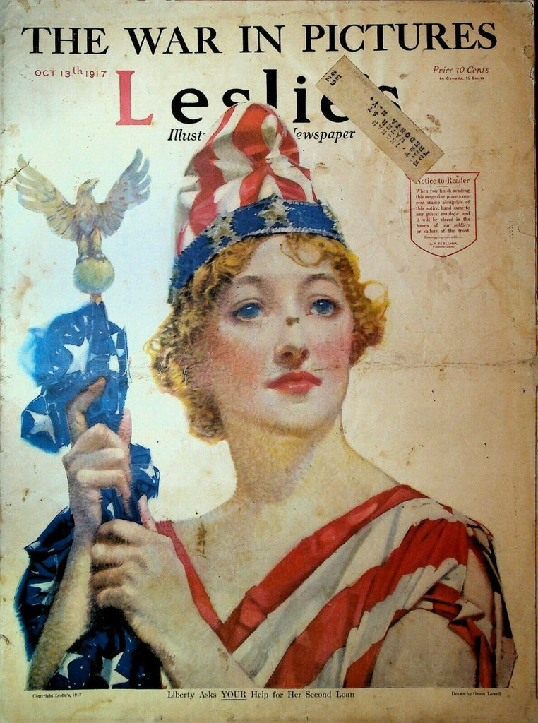 Leslie's October 13 1917 WWI Black Soldiers German POWs Orson Lowell Patriotic