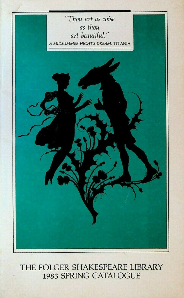 Folger Shakespeare Library 1983 Spring Catalog Books William Shakespeare
