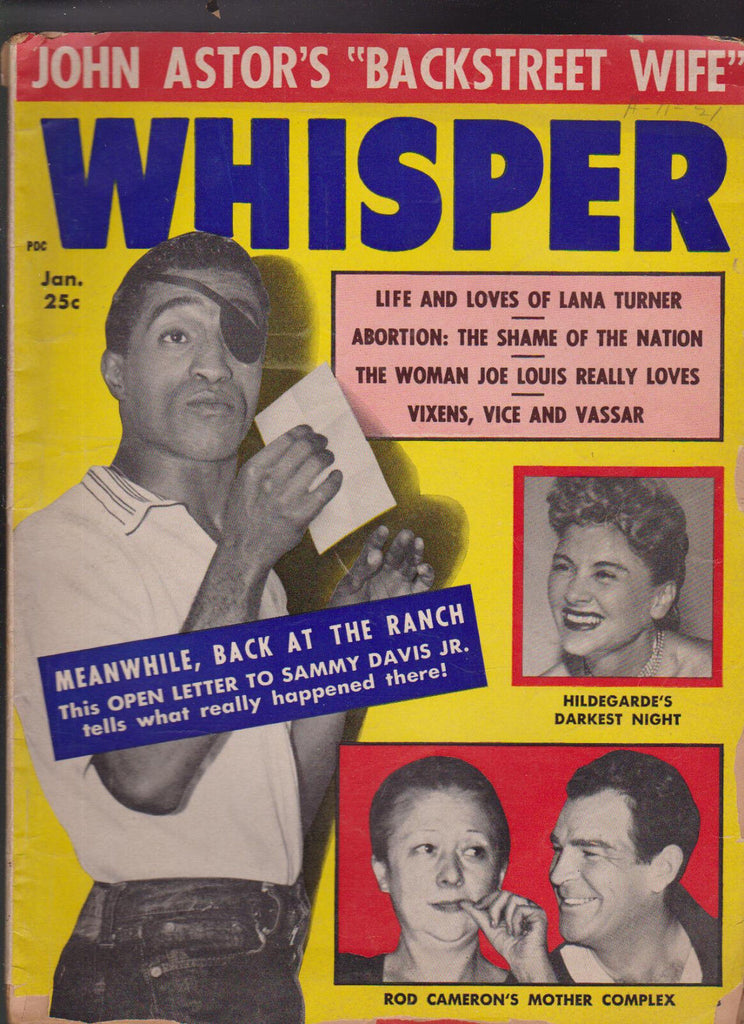 Whisper Magazine January 1956 Sammy Davis Jr Joe Louis John Astor Lana Turner