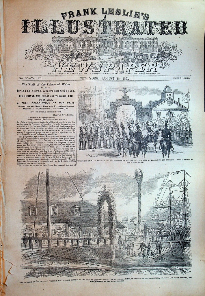 Frank Leslie's Illustrated Newspaper August 18 1860 Prince of Wales in Canada