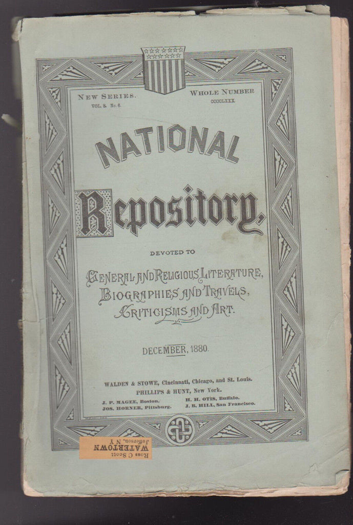 National Repository Magazine December 1880 Watkins Glen Frances Burney