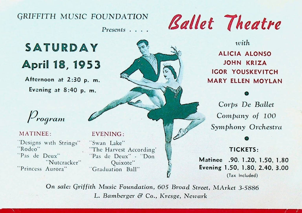 Ballet Theatre Ad Mailer April 18 1953 Alicia Alonso John Kriza Igor Youskevitch