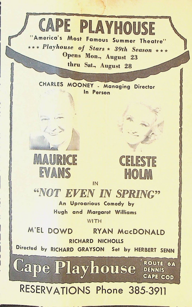 Not Even in Spring Ad Bill Cape Playhouse 1965 Maurice Evans Celeste Holm