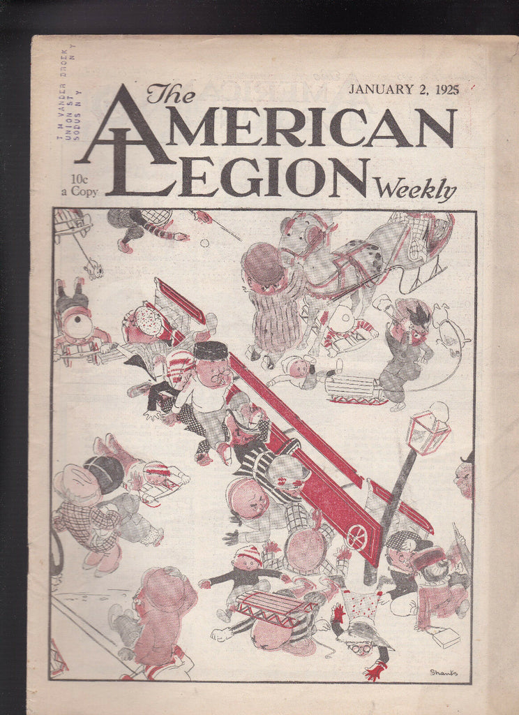 American Legion Magazine George Shanks Sledding Cover January 2 1925