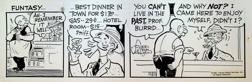 Moon Mullins Original Comic Strip Art Ferd & Tom Johnson October 5 1987 Bar