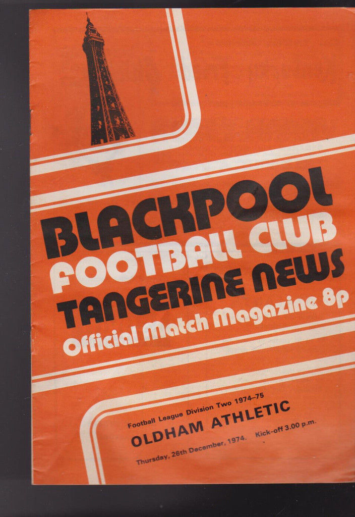 Blackpool FC Tangerine News Match Magazine December 26 1974 Oldham Athletic