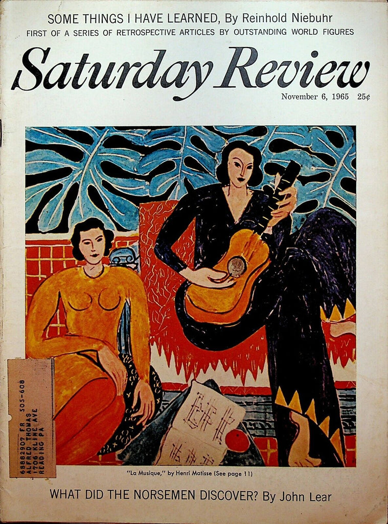 Saturday Review Magazine November 6 1965 Norsemen Discoveries Reinhold Niebuhr