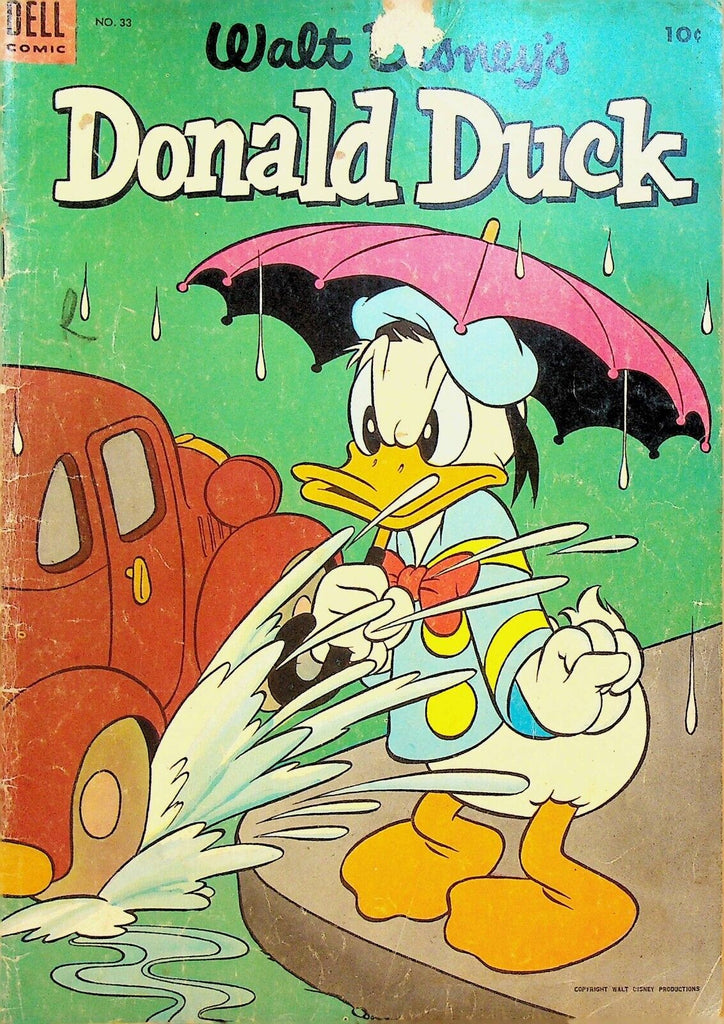 Donald Duck 33 Dell Comics 1954 Umbrella Car Puddle