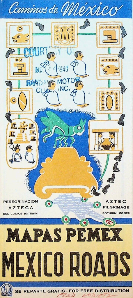 Mapas Pemex Mexico Roads Map Caminos de Mexico 1948 Gas Station