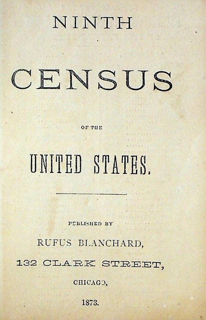 Ninth Census of the United States 1873 Booklet Rufus Blanchard