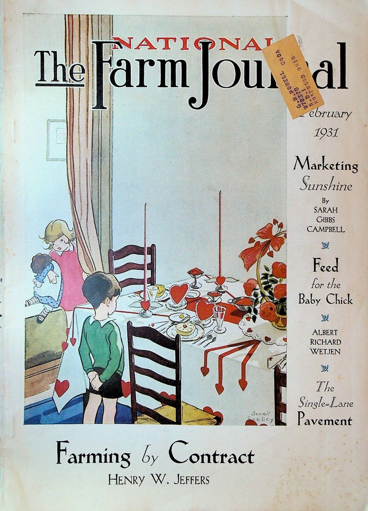 National Farm Journal February 1931 Valentine's Day Janet Smalley