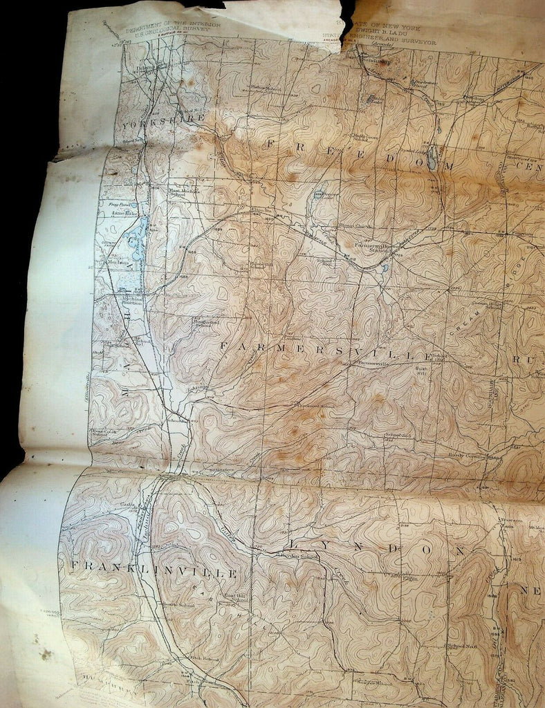 Franklinville Quadrangle New York State US Geological Survey Map 1924