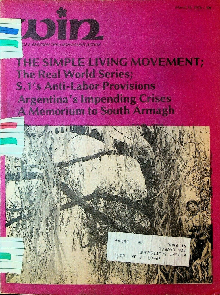 Win Magazine March 18 1976 Simple Living Movement Argentina