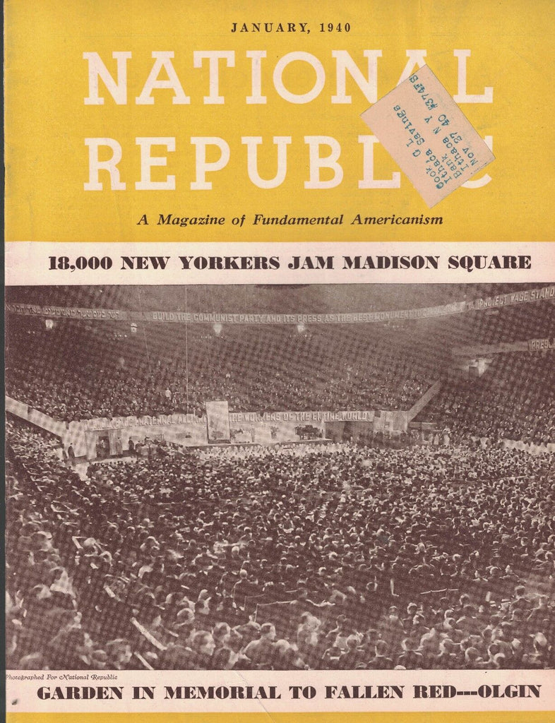 National Republic Magazine January 1940 Dies Committee Moissaye Olgin Funeral